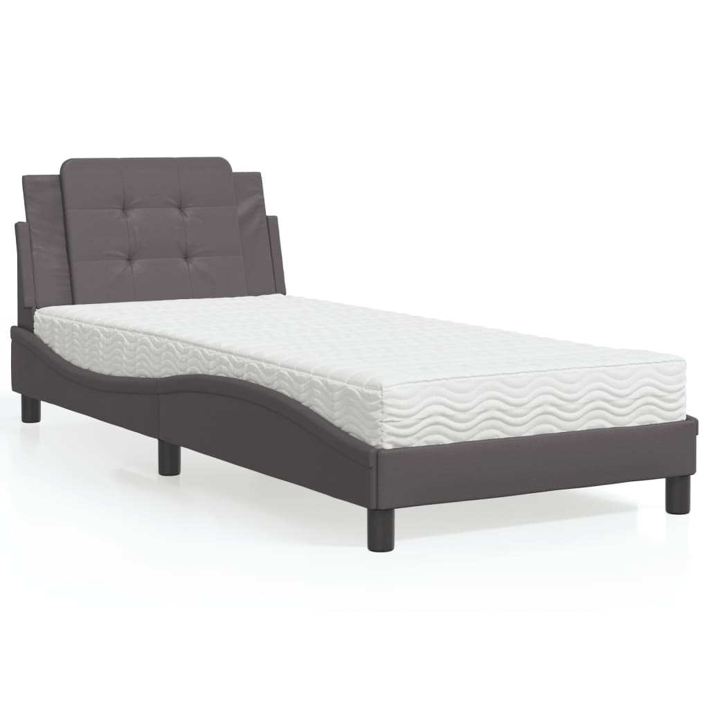 Bedframe zonder matras "Zadar" kunstleer grijs 90x200 cm is nu te koop bij PeponiXL, paradijselijk wonen!