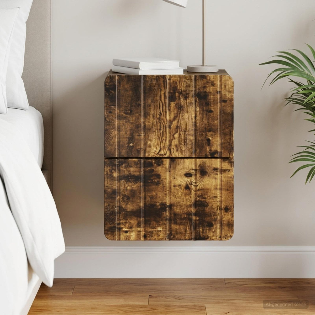 Wandbeugel Bedkast Gerookt eiken 33 x 34,5 x 43 cm Bewerkt hout is nu te koop bij PeponiXL, paradijselijk wonen!