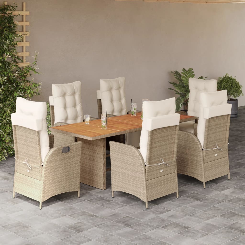 7-delige Tuinset met kussens poly rattan beige is nu te koop bij PeponiXL, paradijselijk wonen!