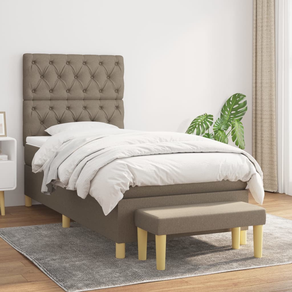 Boxspring met matras stof taupe 80x200 cm is nu te koop bij PeponiXL, paradijselijk wonen!