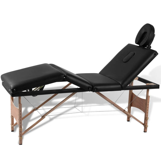 Inklapbare massagetafel 4 zones met houten frame (zwart) is nu te koop bij PeponiXL, paradijselijk wonen!