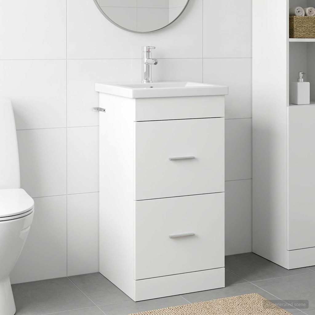 Badkamermeubel met Wasbak Wit 42 x 40 x 84,5 cm Bewerkt hout is nu te koop bij PeponiXL, paradijselijk wonen!