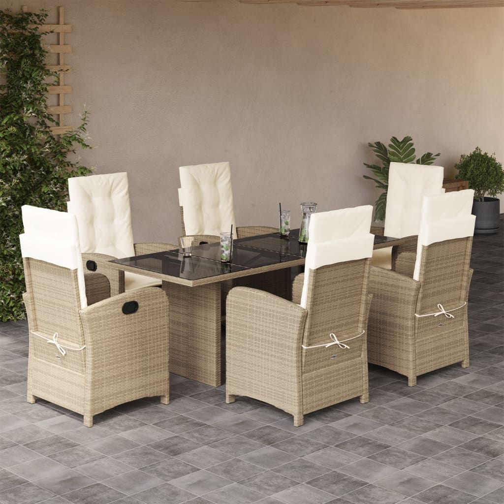 7-delige Tuinset met kussens poly rattan beige is nu te koop bij PeponiXL, paradijselijk wonen!