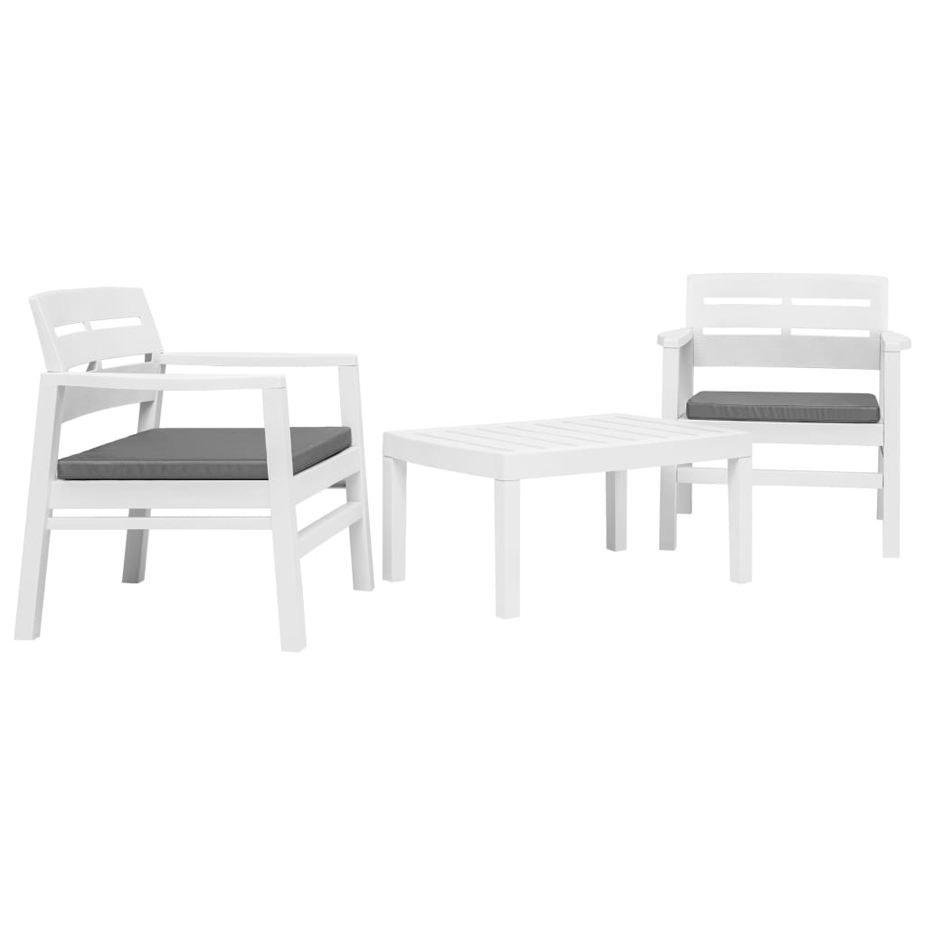 3-delige Loungeset kunststof wit is nu te koop bij PeponiXL, paradijselijk wonen!