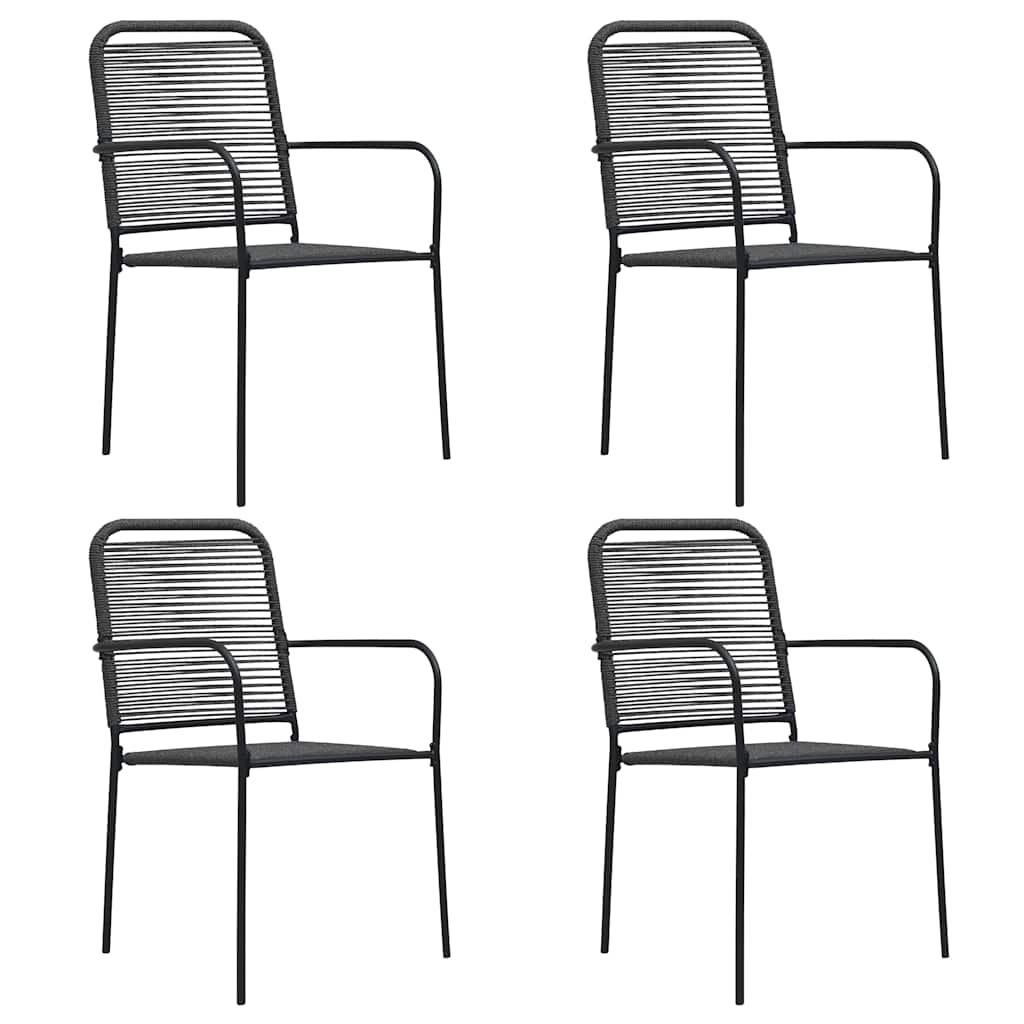 Tuinstoelen 4 st katoenen touw en staal zwart is nu te koop bij PeponiXL, paradijselijk wonen!