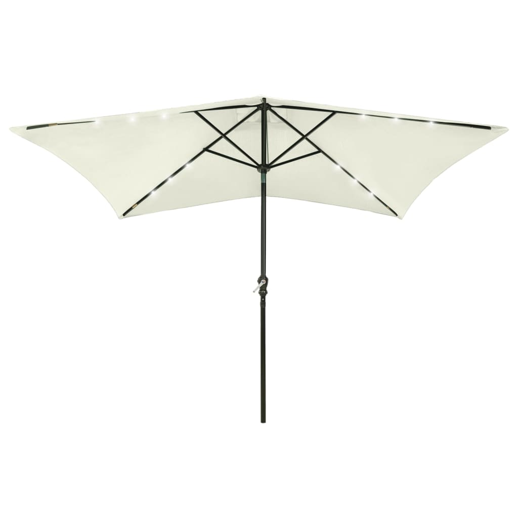 Parasol met LED's en stalen paal 2x3 m zandkleurig is nu te koop bij PeponiXL, paradijselijk wonen!
