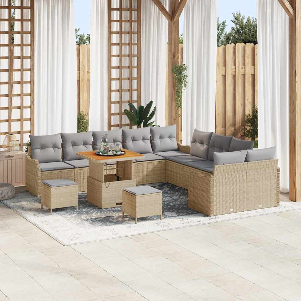 Tuin Sofa Set met kussen met opslag 13 pcs Beige en Licht Grijs is nu te koop bij PeponiXL, paradijselijk wonen!