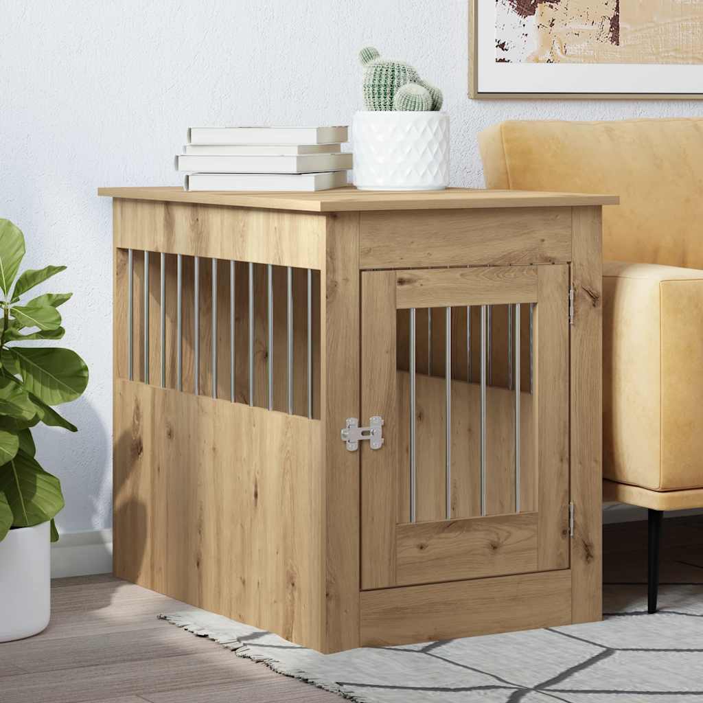 Hondenbench 55x80x68 cm bewerkt hout artisanaal eikenkleurig is nu te koop bij PeponiXL, paradijselijk wonen!