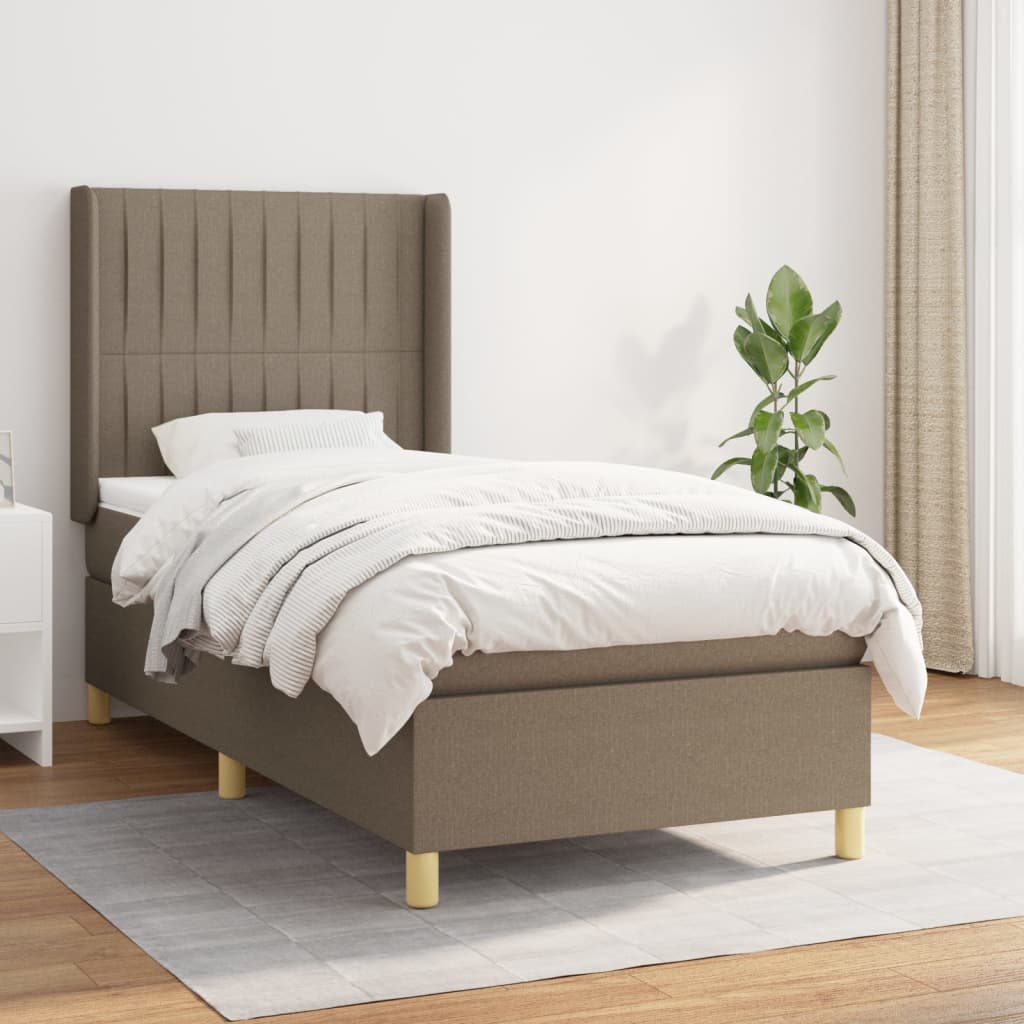 Boxspring met matras stof taupe 90x200 cm is nu te koop bij PeponiXL, paradijselijk wonen!