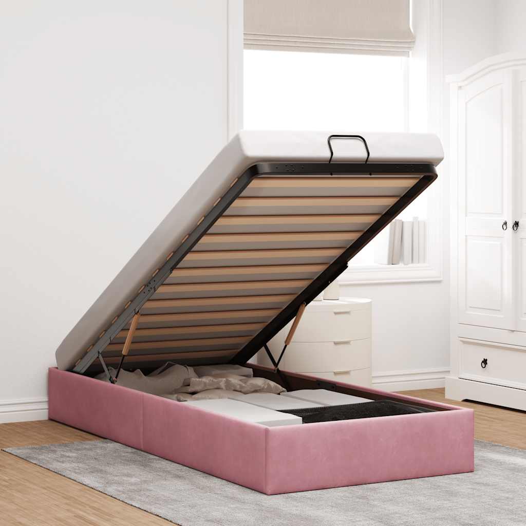 Bedframe zonder matras 90x190 cm fluweel roze is nu te koop bij PeponiXL, paradijselijk wonen!