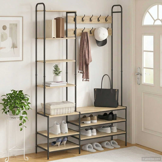 Kapstok met schoenenbank Sonoma Eiken 120,5 x 34 x 190 cm is nu te koop bij PeponiXL, paradijselijk wonen!