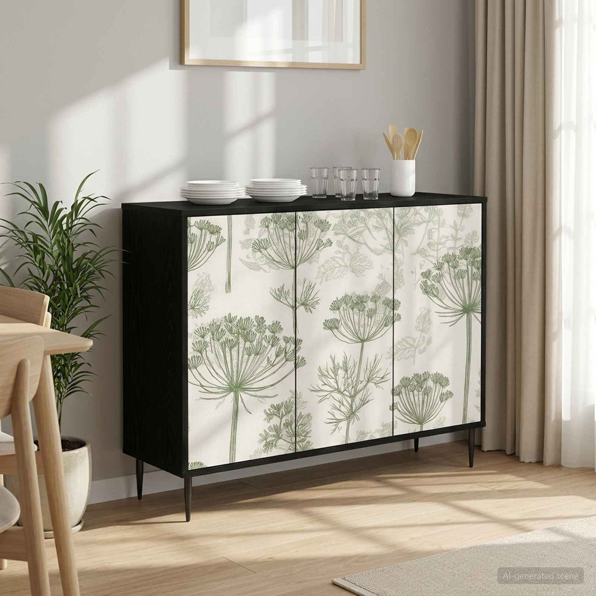 Dressoir GOTHA Zwart eiken 102 x 33 x 76 cm Bewerkt hout is nu te koop bij PeponiXL, paradijselijk wonen!