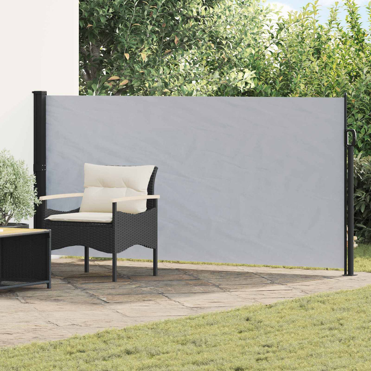 Uittrekbaar Zijscherm Grijs 300 x 117 cm Polyester is nu te koop bij PeponiXL, paradijselijk wonen!