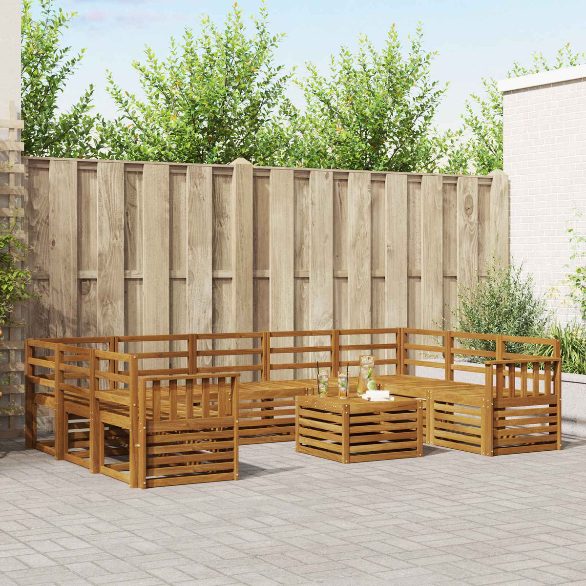 Sofa-Sets 10 pcs Naturel Massief Acaciahout is nu te koop bij PeponiXL, paradijselijk wonen!