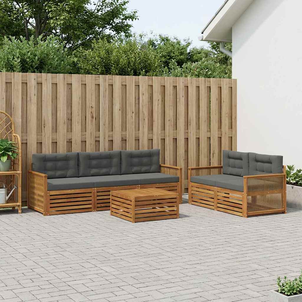 Buiten bankenset met kussen 6 pcs Natuurlijk en Antraciet is nu te koop bij PeponiXL, paradijselijk wonen!