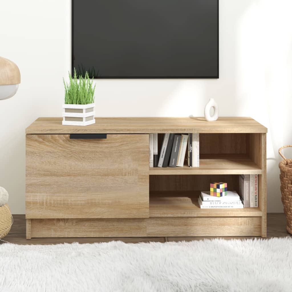 Tv-meubel 80x35x36,5 cm bewerkt hout sonoma eikenkleurig is nu te koop bij PeponiXL, paradijselijk wonen!
