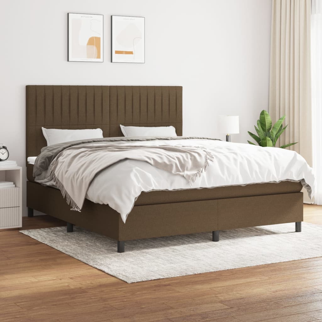 Boxspring met matras stof donkerbruin 180x200 cm is nu te koop bij PeponiXL, paradijselijk wonen!