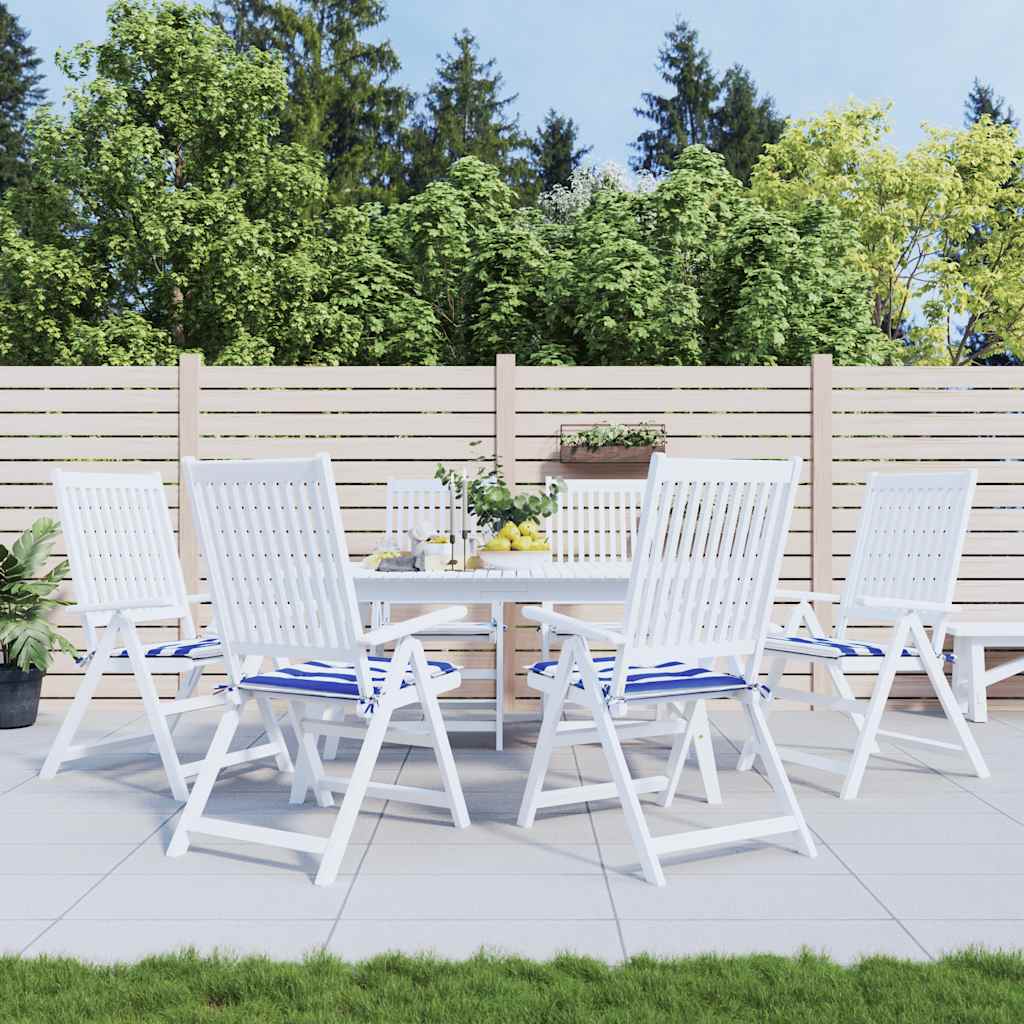 Tuinstoelkussens 6 st gestreept 40x40x4 cm stof wit en blauw is nu te koop bij PeponiXL, paradijselijk wonen!