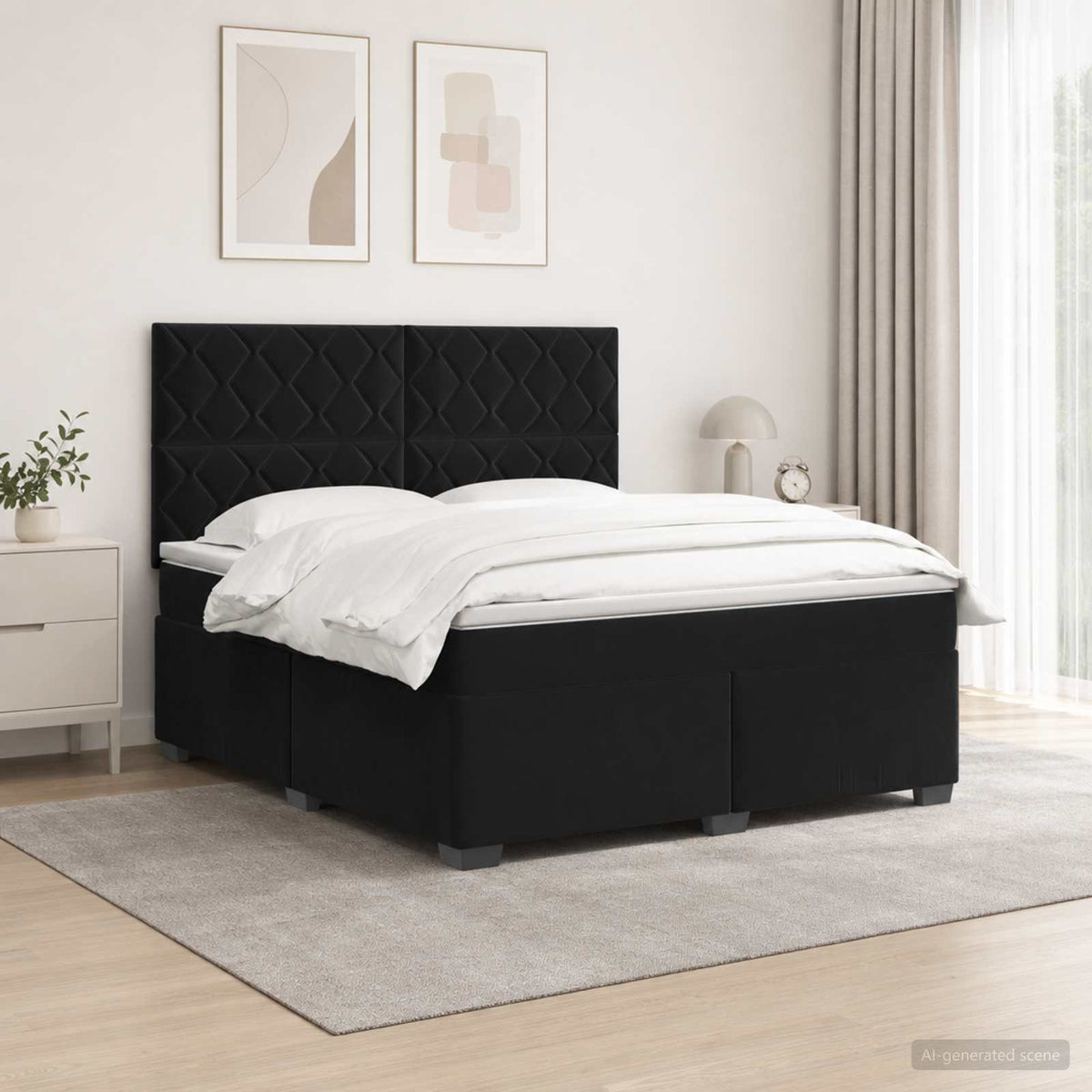 Boxspringbed met matras Zwart 140 x 190 cm Fluweel is nu te koop bij PeponiXL, paradijselijk wonen!