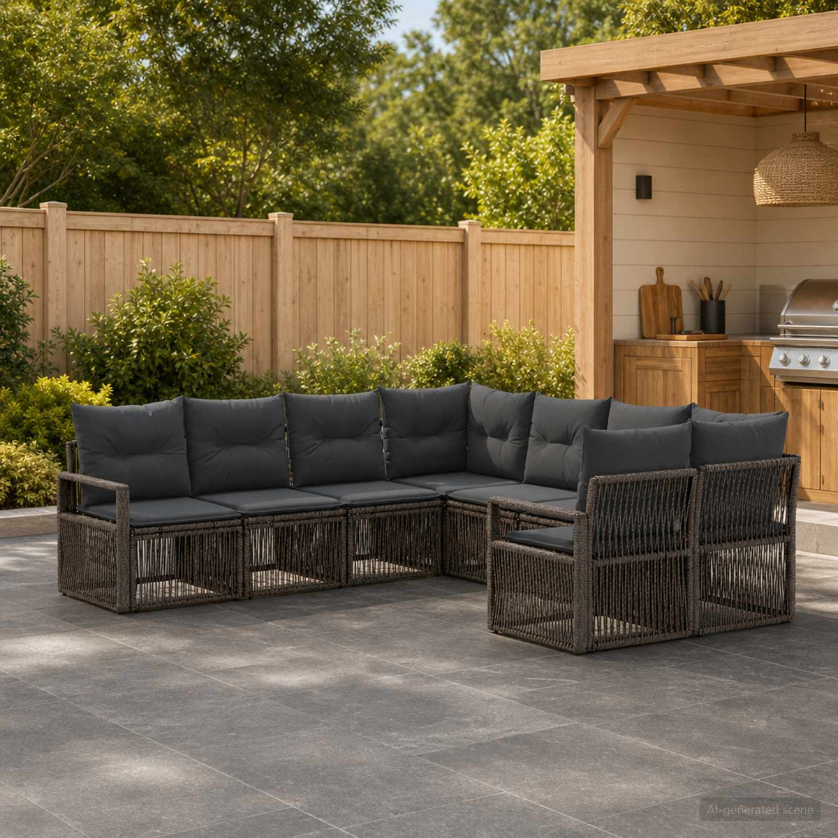 Tuinbankenset 8 st 8-Aantal zitplaatsen Grijs poly rattan is nu te koop bij PeponiXL, paradijselijk wonen!