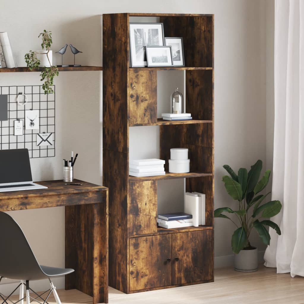 Boekenkast 70x36x189 cm bewerkt hout gerookt eikenkleurig is nu te koop bij PeponiXL, paradijselijk wonen!