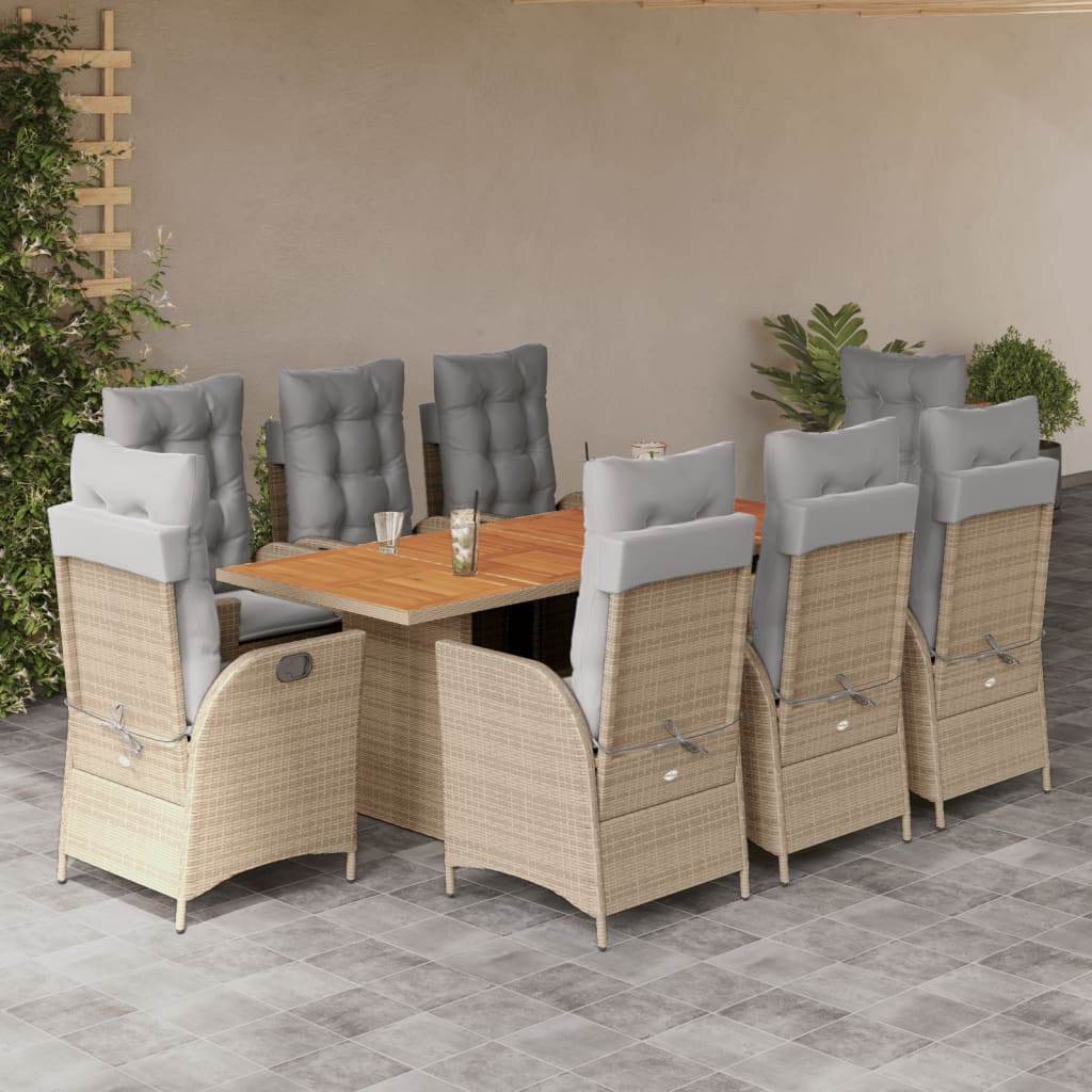 9-delige Tuinset met kussens poly rattan gemengd beige is nu te koop bij PeponiXL, paradijselijk wonen!