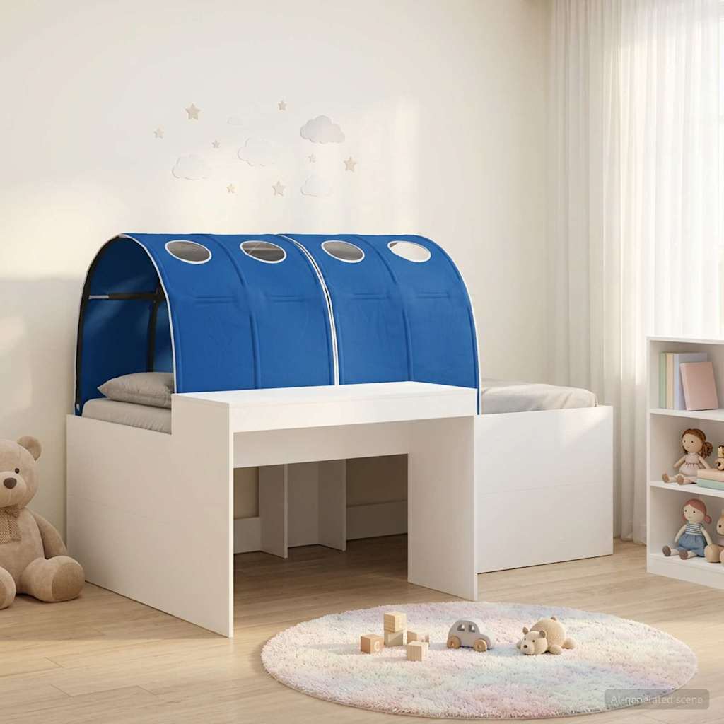Bed met Tunnel 3 st Wit en Blauw Bewerkt hout is nu te koop bij PeponiXL, paradijselijk wonen!