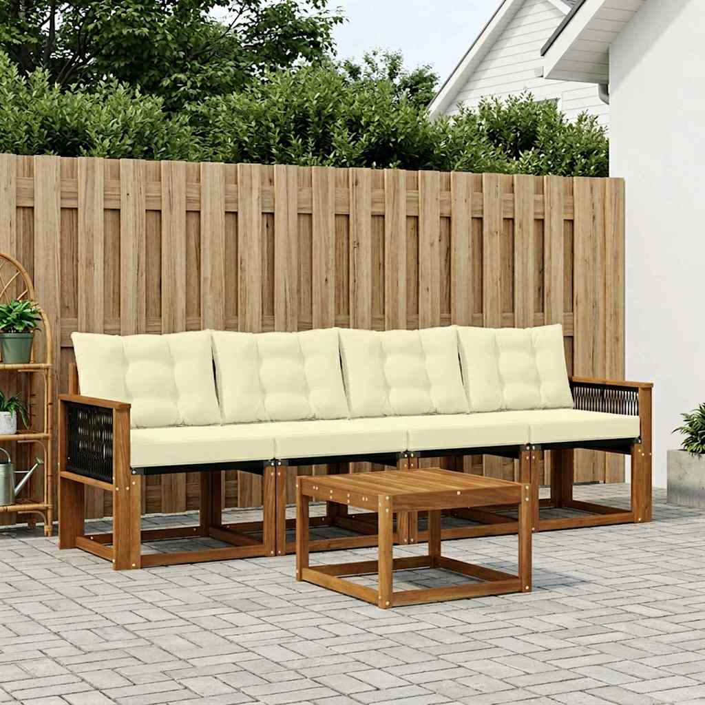 Buiten bankenset met kussen 5 pcs Natuurlijk en Crème is nu te koop bij PeponiXL, paradijselijk wonen!