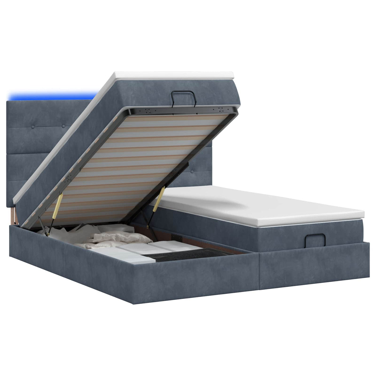 Ottoman Bed met Matrassen en LED Donkergrijs 160 x 200 cm is nu te koop bij PeponiXL, paradijselijk wonen!