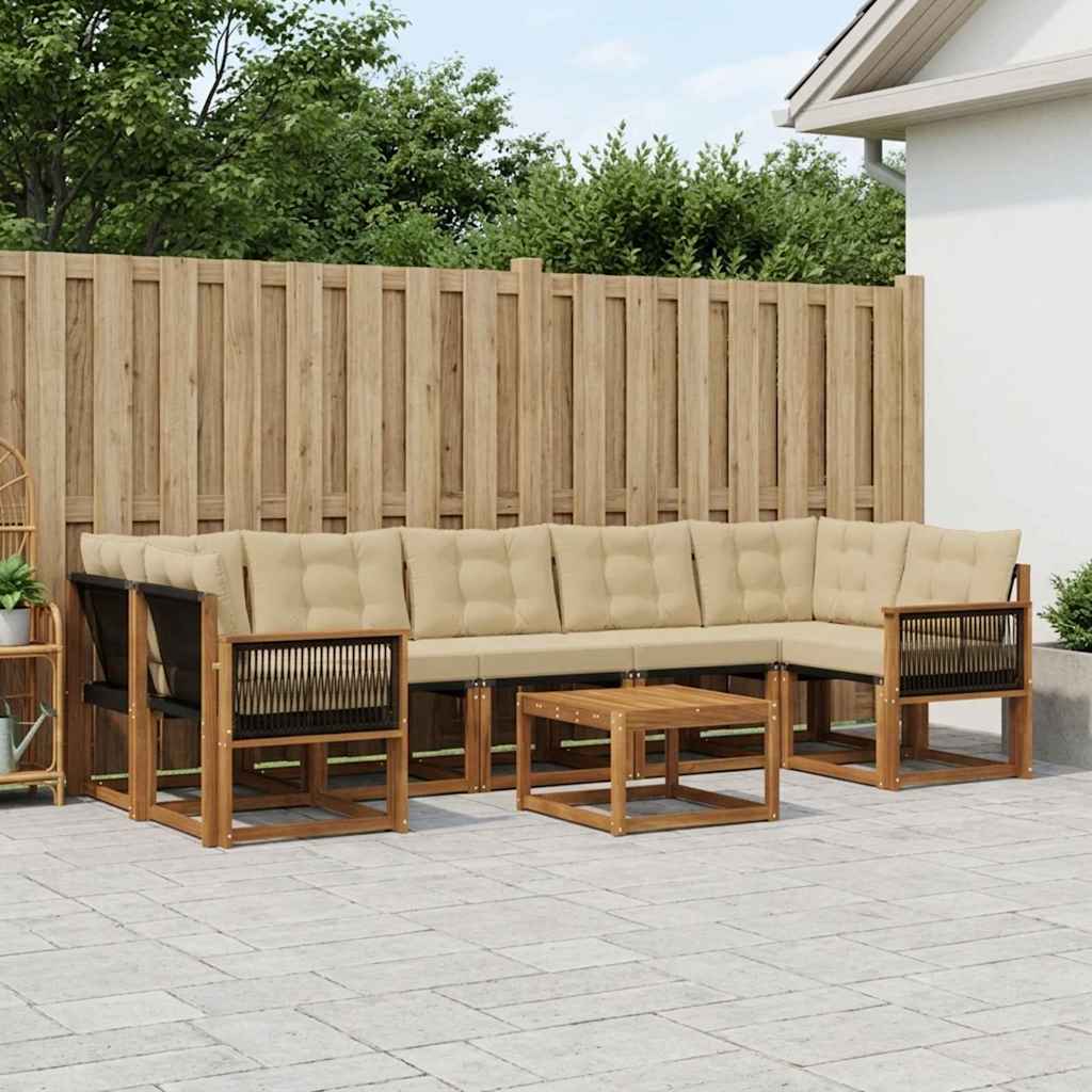 Buiten bankenset met kussen 8 pcs Natuurlijk en Beige is nu te koop bij PeponiXL, paradijselijk wonen!