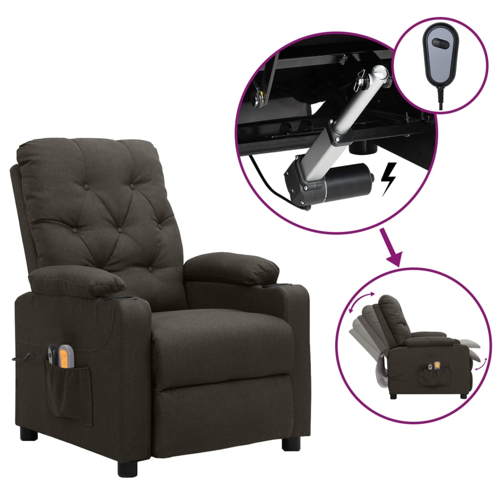 Massagestoel elektrisch stof taupe is nu te koop bij PeponiXL, paradijselijk wonen!
