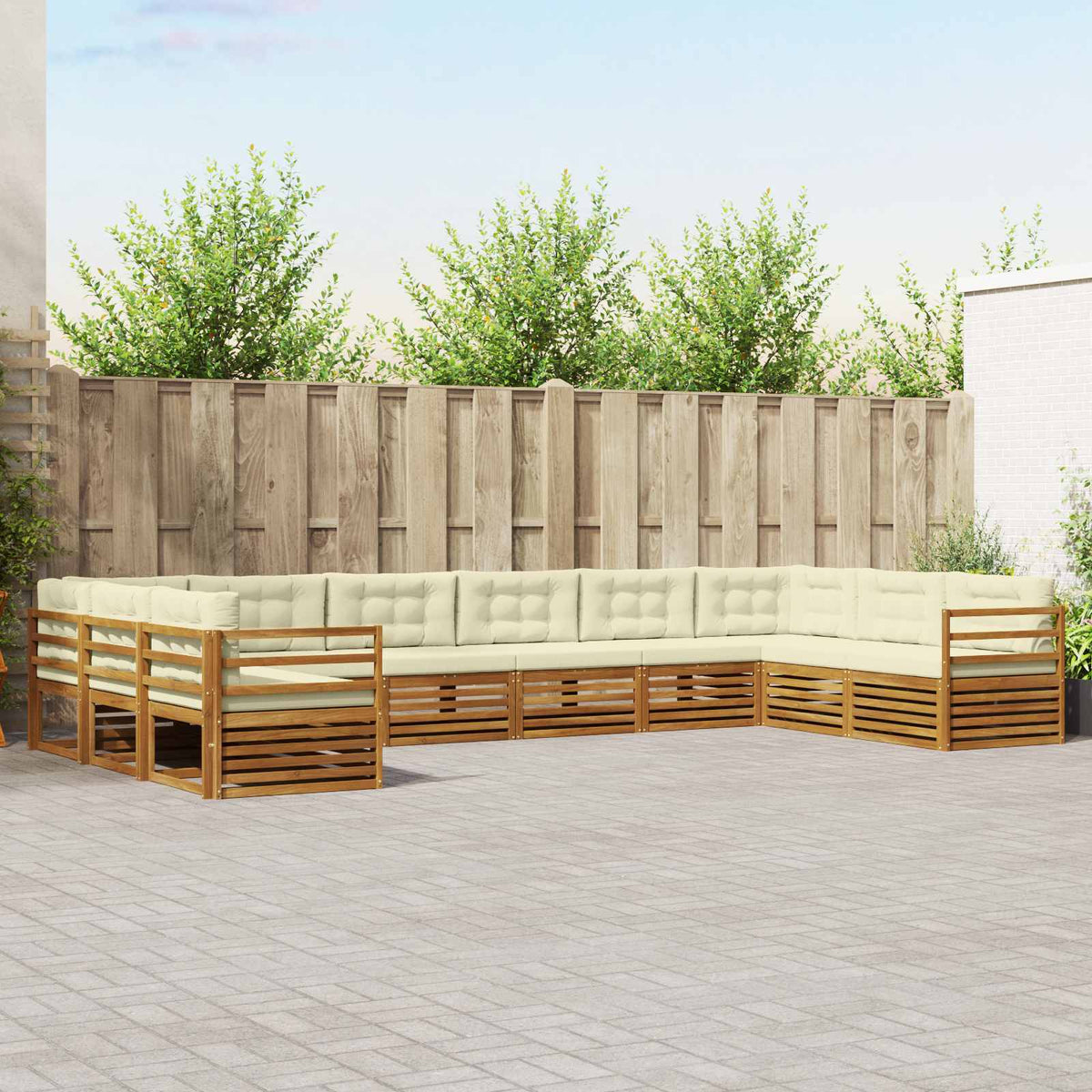 Sofa-Sets 3 pcs Natuurlijk en Crème Massief Acaciahout is nu te koop bij PeponiXL, paradijselijk wonen!