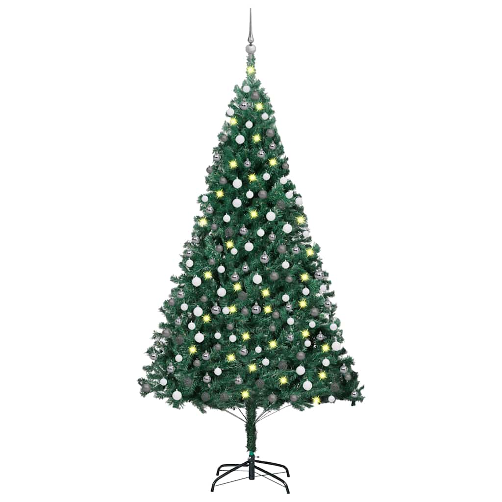Kunstkerstboom met verlichting en kerstballen 210 cm PVC groen is nu te koop bij PeponiXL, paradijselijk wonen!