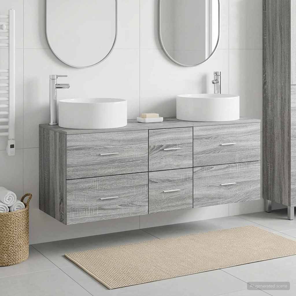 Badkamermeubelset 3 st Grijs Sonoma 49,5 x 44,5 x 65,5 cm is nu te koop bij PeponiXL, paradijselijk wonen!