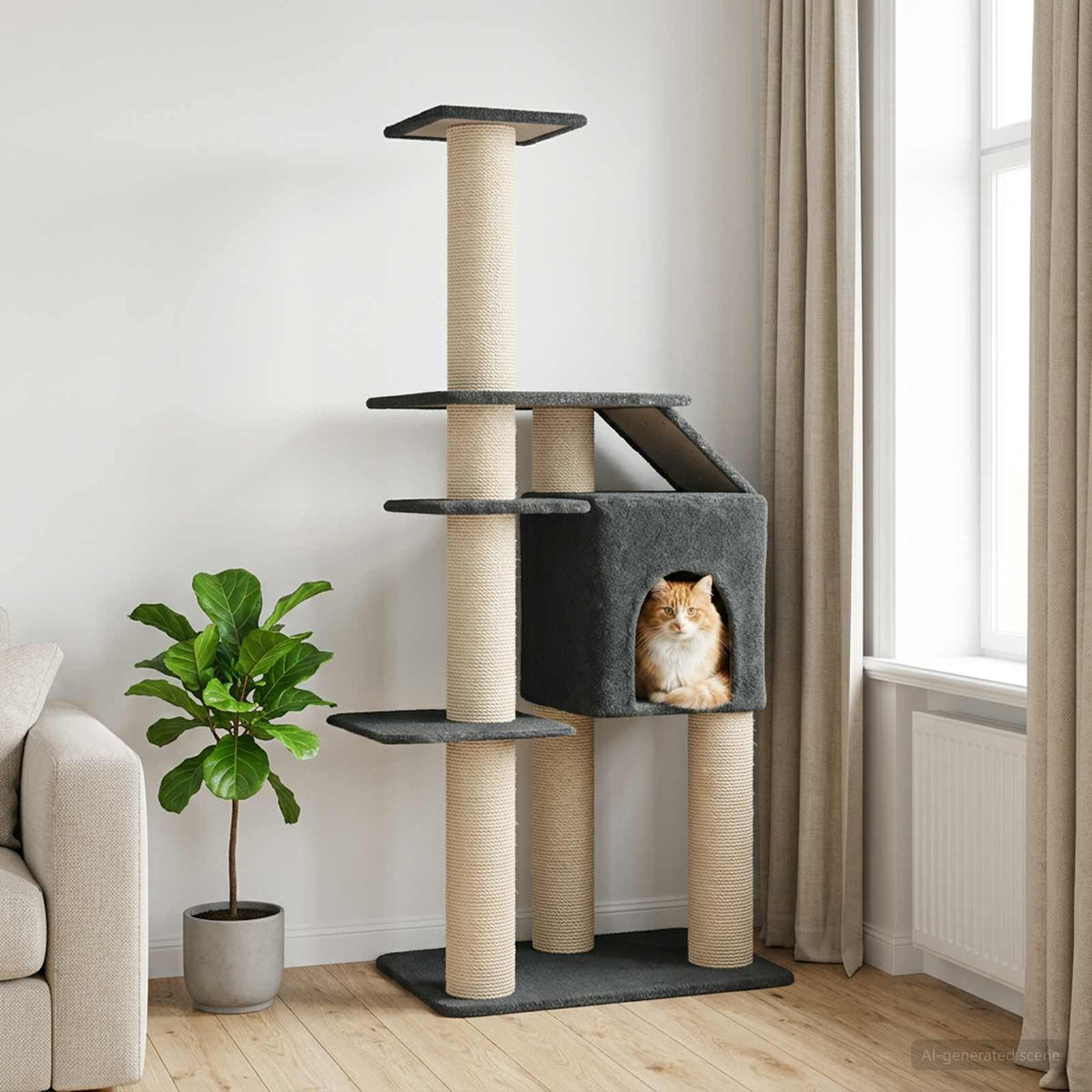 Kattenboom met sisal krabpalen Donkergrijs 183 cm is nu te koop bij PeponiXL, paradijselijk wonen!