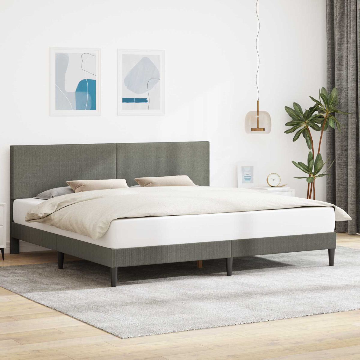 Bedframe met hoofdeinde Lichtgrijs 180 x 200 cm Katoen Stof is nu te koop bij PeponiXL, paradijselijk wonen!