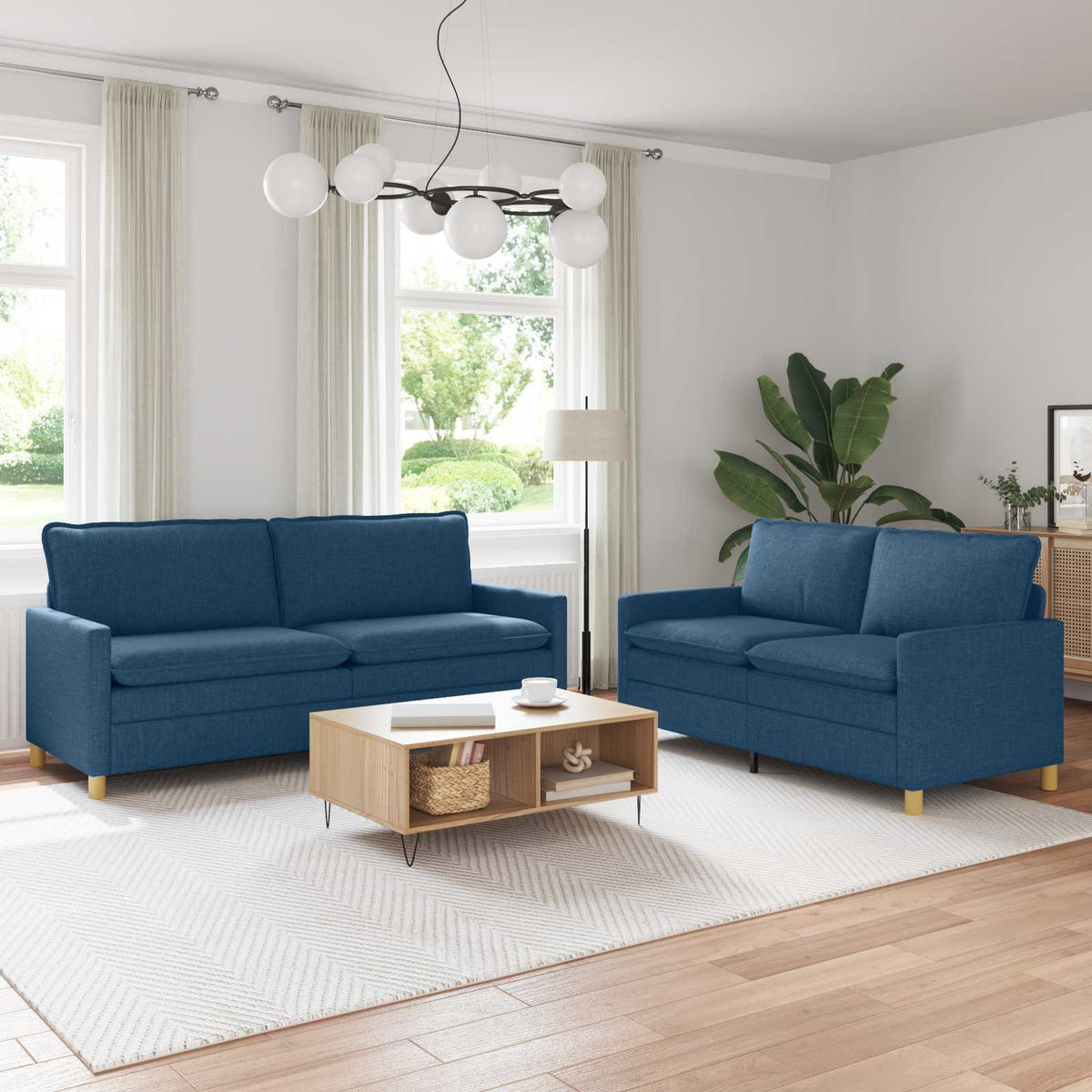 Bankstel 2 st Blauw Stof is nu te koop bij PeponiXL, paradijselijk wonen!