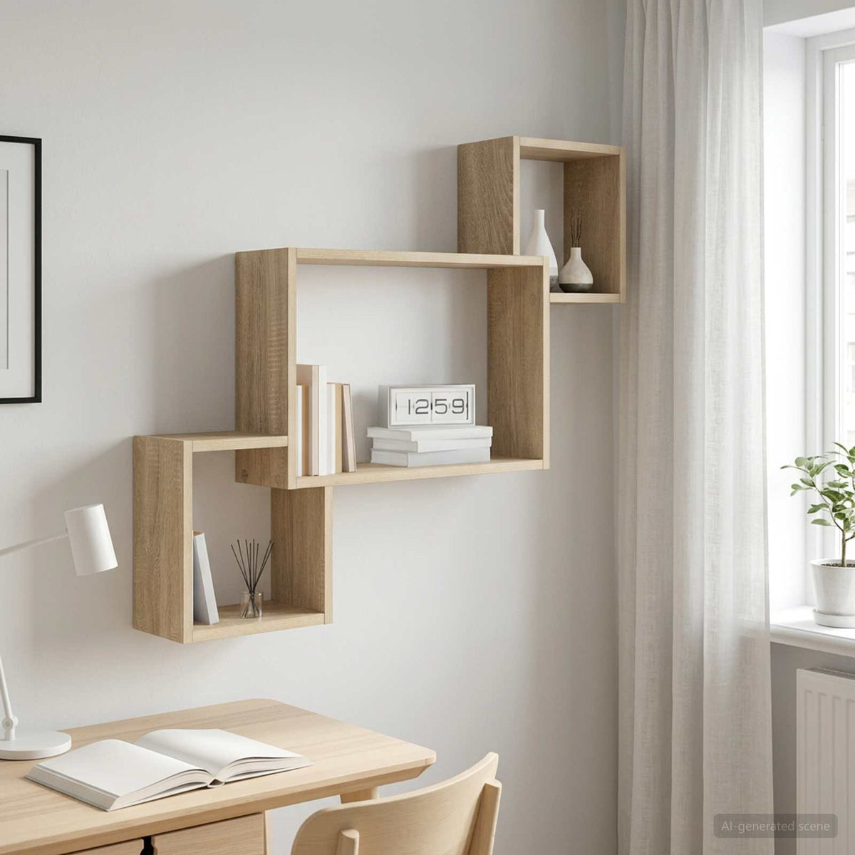 Wandplank Muurmontage Sonoma Eiken 91,5 x 15 x 76 cm is nu te koop bij PeponiXL, paradijselijk wonen!