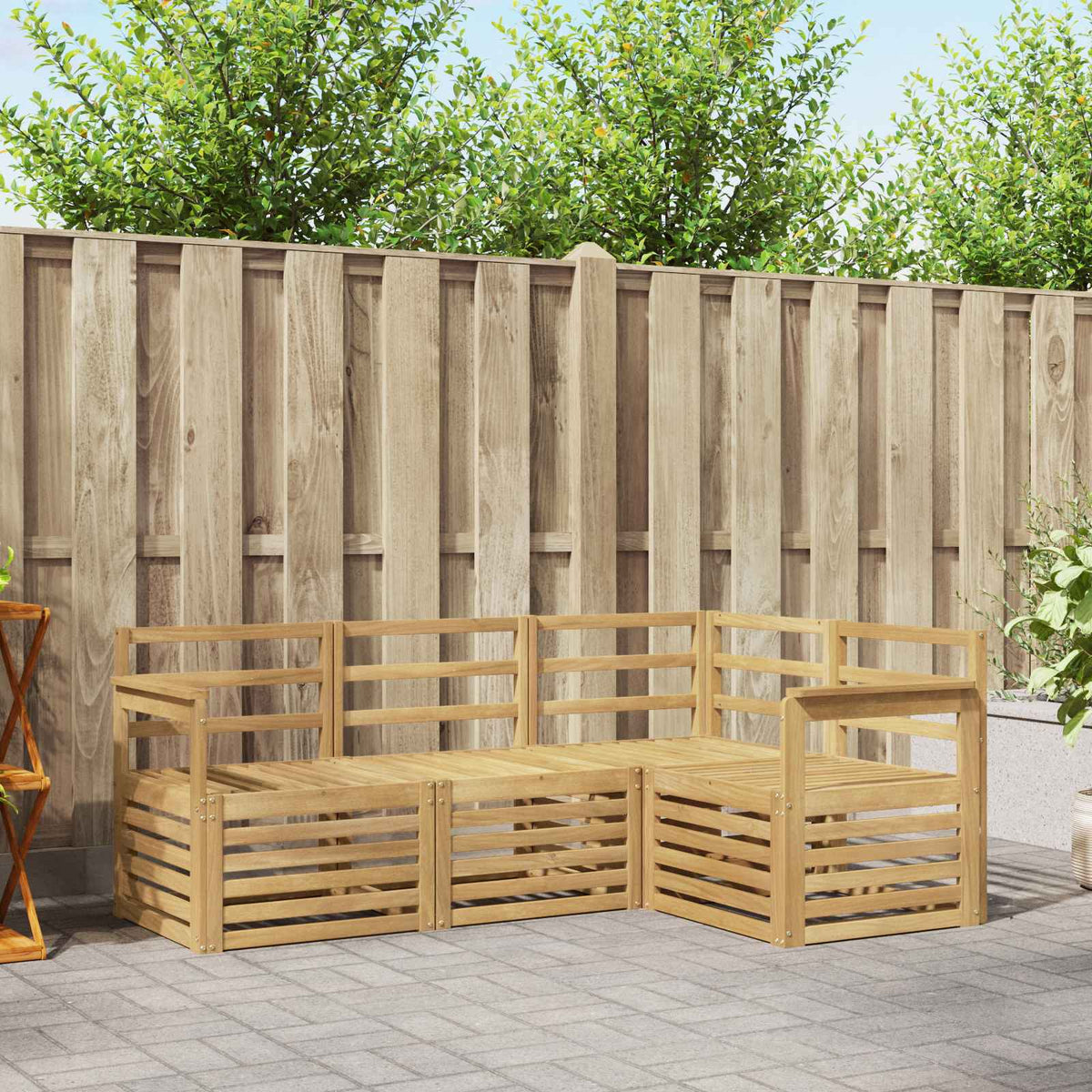 Sofa-Sets 4 pcs Wit 187,5 x 128,5 x 73 cm Massief Acaciahout is nu te koop bij PeponiXL, paradijselijk wonen!