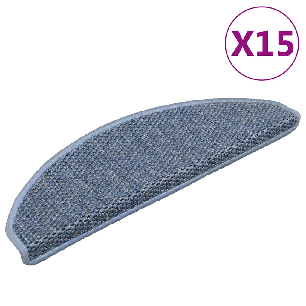 Trapmatten zelfklevend 15 st sisal-look 65x21x4 cm blauw is nu te koop bij PeponiXL, paradijselijk wonen!