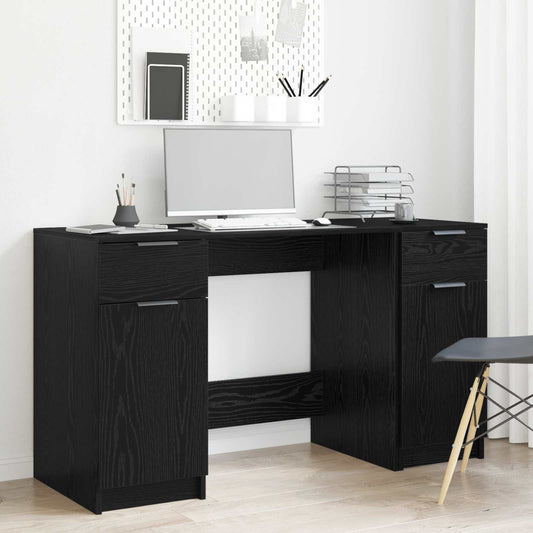 Bureau met lade Zwart Eiken 133 x 50 x 75 cm Bewerkt hout is nu te koop bij PeponiXL, paradijselijk wonen!