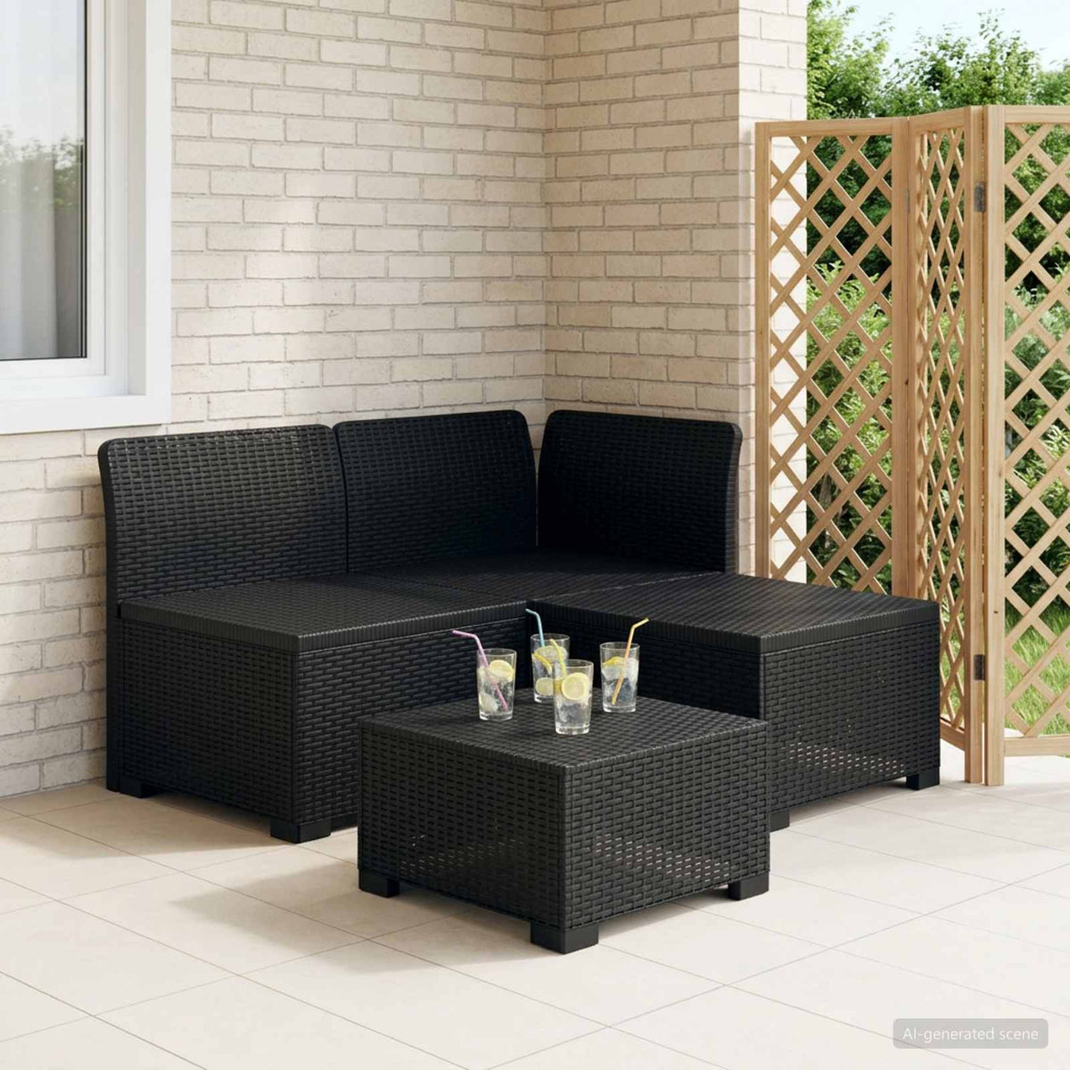3-zits Tuinbank in Rattan Look PP Antraciet is nu te koop bij PeponiXL, paradijselijk wonen!