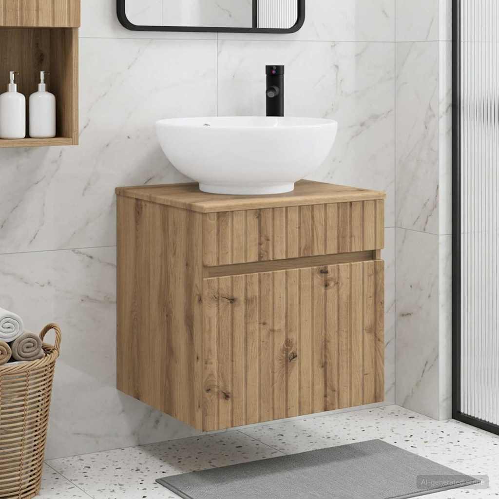 Wandgemonteerde wastafelmeubel Artisanaal eiken is nu te koop bij PeponiXL, paradijselijk wonen!