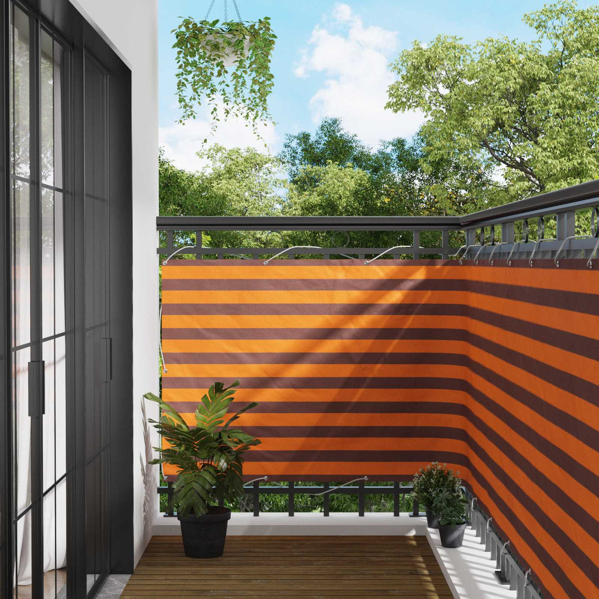Balkon Scherm Oranje en Bruin 110 x 300 cm Oxford Stof is nu te koop bij PeponiXL, paradijselijk wonen!