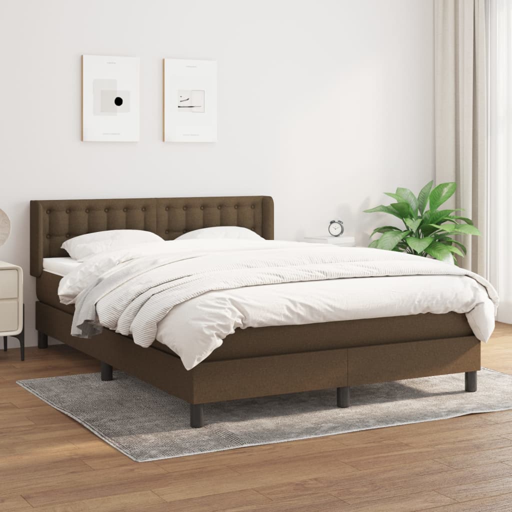Boxspring met matras stof donkerbruin 140x190 cm is nu te koop bij PeponiXL, paradijselijk wonen!
