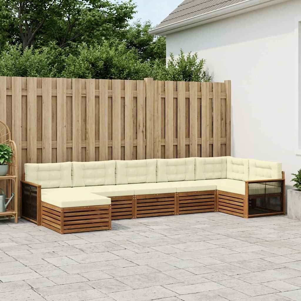 Buiten bankenset met kussen 7 pcs Natuurlijk en Crème is nu te koop bij PeponiXL, paradijselijk wonen!
