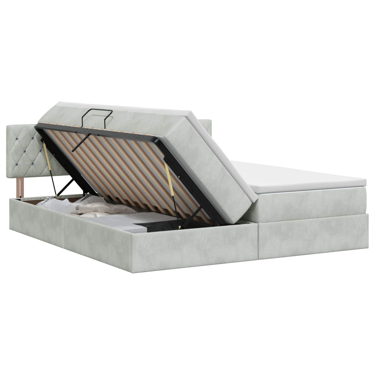 Opslag bed met hoofdeinde 2 st Lichtgrijs is nu te koop bij PeponiXL, paradijselijk wonen!