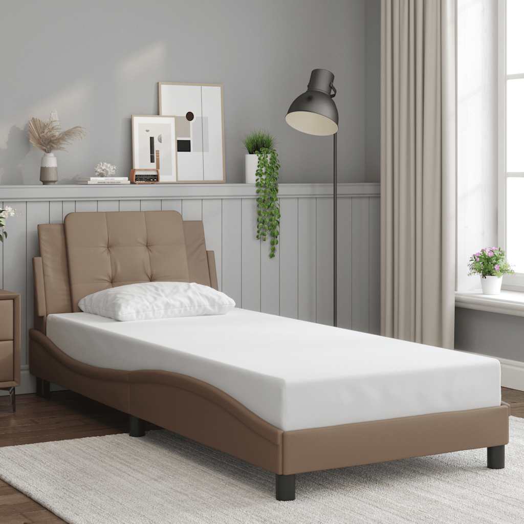 Bedframe zonder matras "Zadar" kunstleer cappucinnokleurig 90x190 cm is nu te koop bij PeponiXL, paradijselijk wonen!