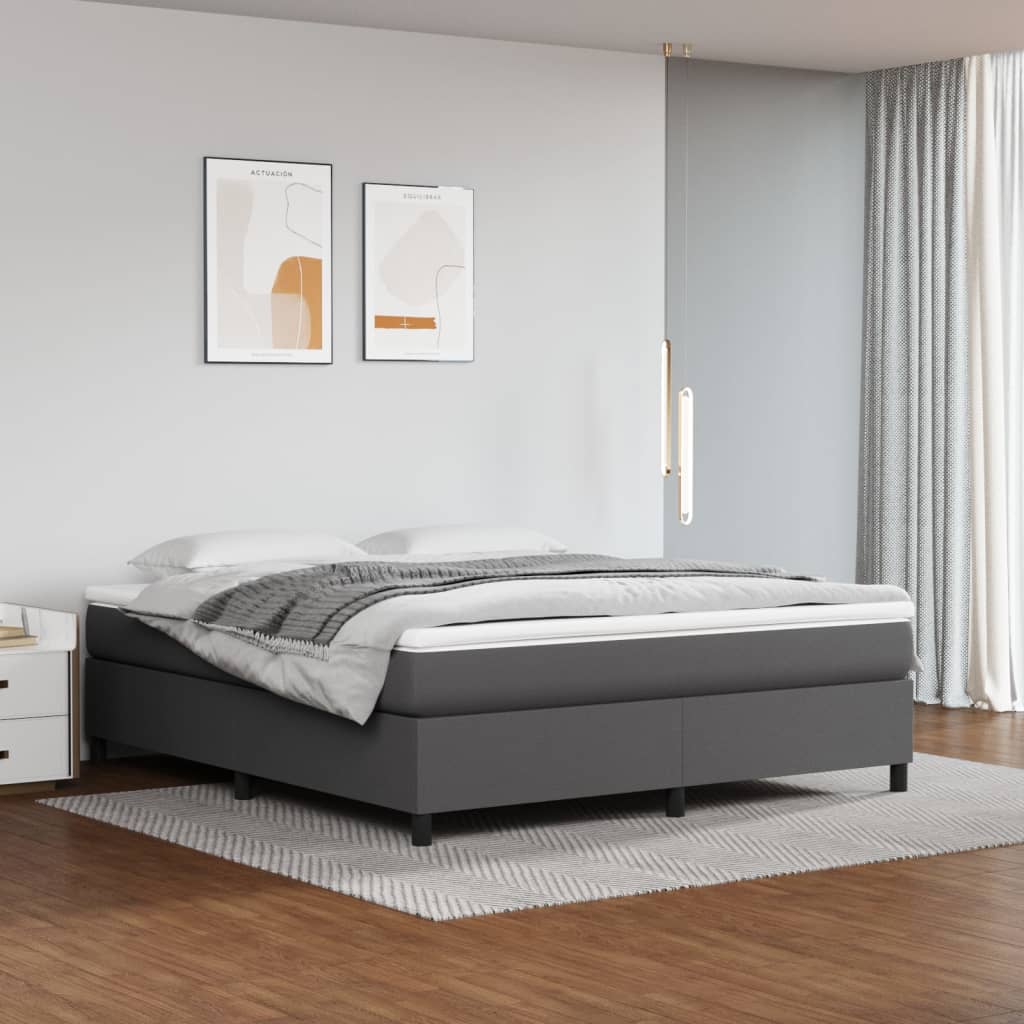 Boxspring met matras kunstleer grijs 160x200 cm is nu te koop bij PeponiXL, paradijselijk wonen!