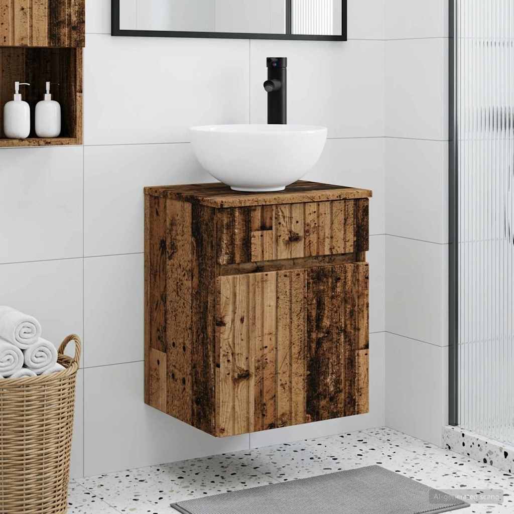 Wandgemonteerde wastafelmeubel Oud hout 39 x 35 x 63 cm is nu te koop bij PeponiXL, paradijselijk wonen!